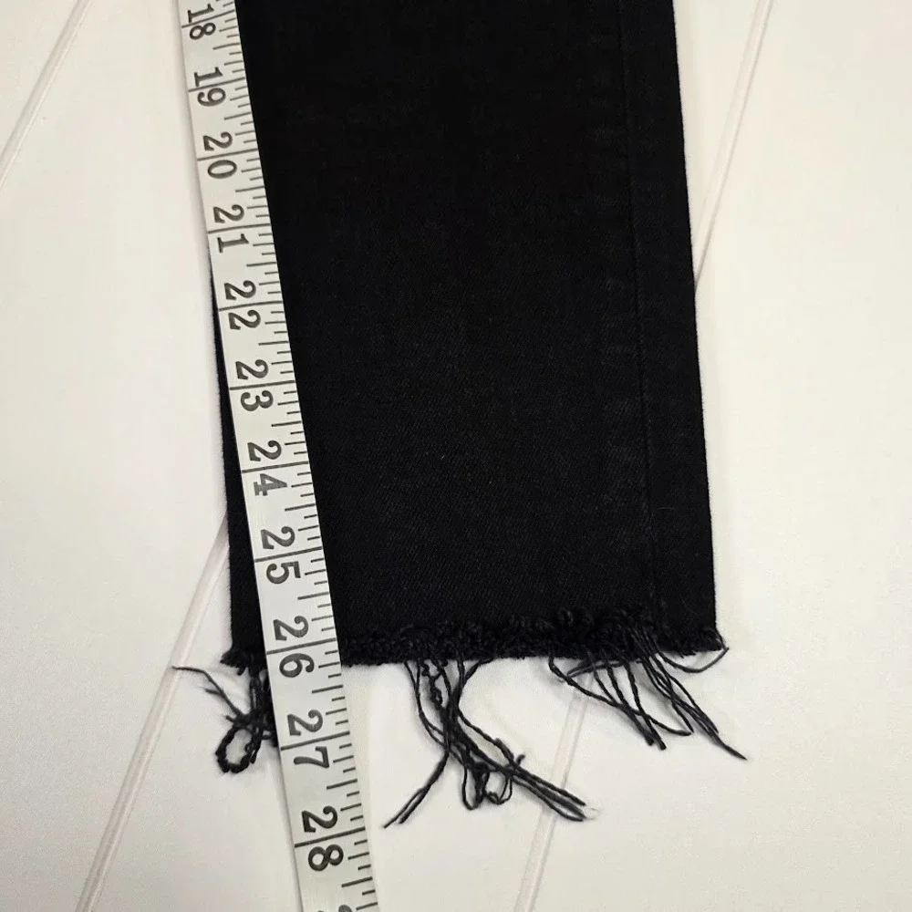 RE/DONE High Rise Ankle Crop Jeans 26 Faded Black Raw Hem Button Fly‎ 189-3WHRAC